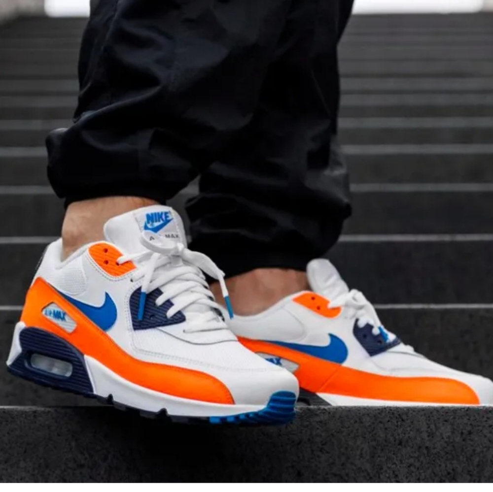 New Nike Air Max 90 Essential White Blue Orange